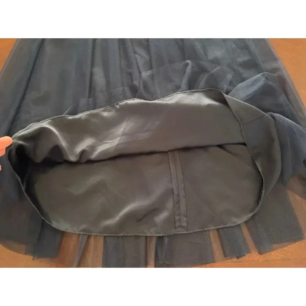 Amsale NWT Short Bridesmaid Prom Party Dress Navy Blue Halter Tulle Size 10 - Picture 11 of 12